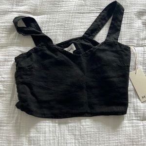 Mate the label cropped linen tank xs